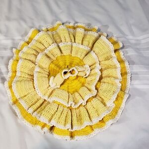 Yellow and White Crochet Ruffled Skirt